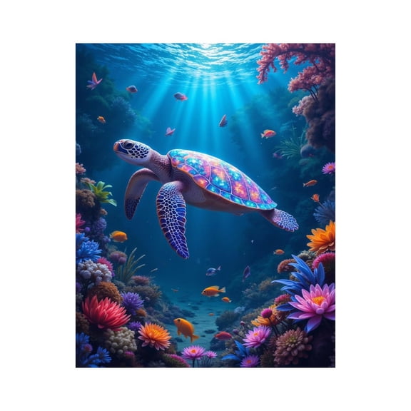 Paint by Numbers Kit for Adults, Turtle Ocean Coral Reef Scene Paint by Numbers, Easy Paint by Numbers Kit for Adults Beginner, DIY Adult Paint by Number Kits on Canvas, 12x16in Home Decor
