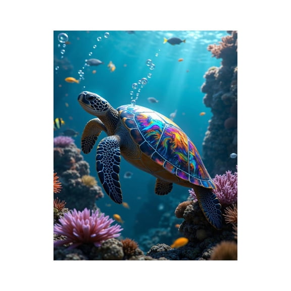 Paint by Numbers Kit for Adults, Turtle Ocean Rainbow Coral Reef Paint by Numbers, Easy Paint by Numbers Kit for Adults Beginner, DIY Adult Paint by Number Kits on Canvas, 12x16in Home Decor