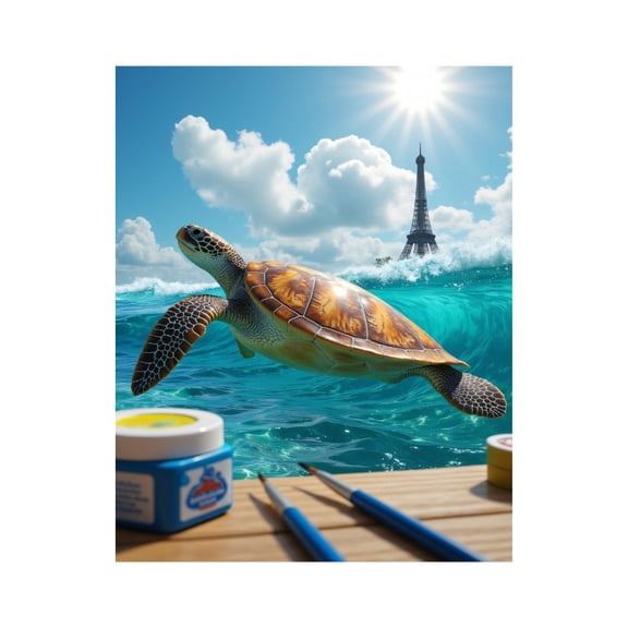 Paint by Numbers Kit for Adults, Turtle Ocean Waves Artistic Creation Paint by Numbers, Easy Paint by Numbers Kit for Adults Beginner, DIY Adult Paint by Number Kits on Canvas, 12x16in Home Decor