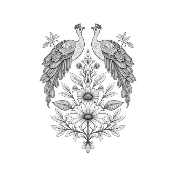 Paint by Numbers Kit for Adults, Twin Peacocks Floral Drawing Paint by Numbers, Easy Paint by Numbers Kit for Adults Beginner, DIY Adult Paint by Number Kits on Canvas, Home Decor