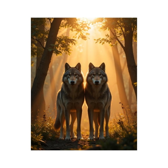 Paint by Numbers Kit for Adults, Two Wolves Sunlit Forest Trail Paint by Numbers, Easy Paint by Numbers Kit for Adults Beginner, DIY Adult Paint by Number Kits on Canvas, Home Decor