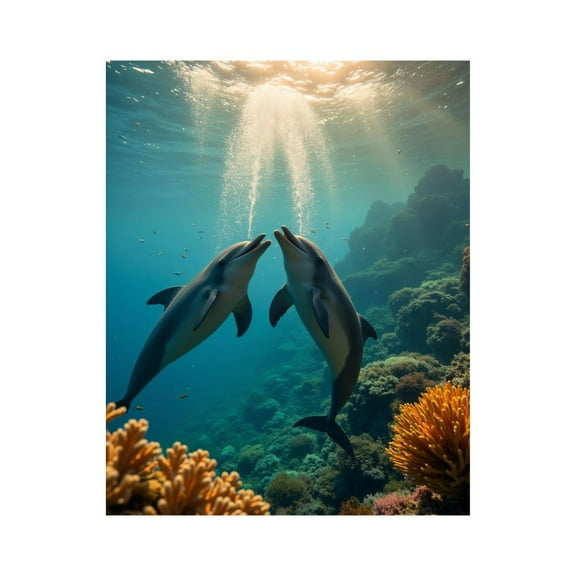 Paint by Numbers Kit for Adults, Underwater Dolphins Coral Reef Paint by Numbers, Easy Paint by Numbers Kit for Adults Beginner, DIY Adult Paint by Number Kits on Canvas, Home Decor