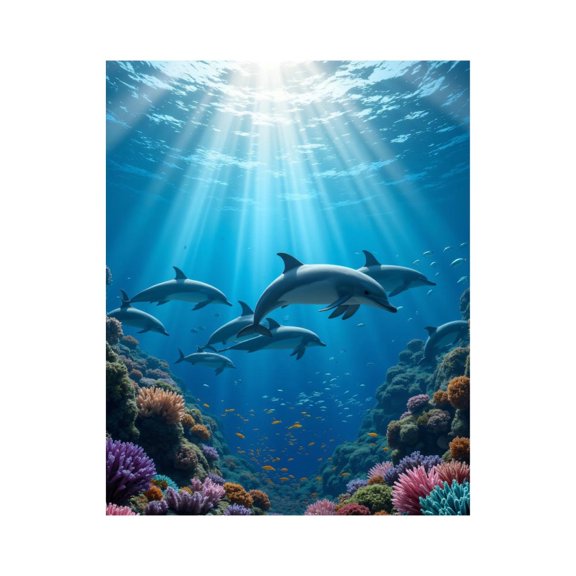 Paint by Numbers Kit for Adults, Underwater Dolphins Coral Reef Paint by Numbers, Easy Paint by Numbers Kit for Adults Beginner, DIY Adult Paint by Number Kits on Canvas, Home Decor