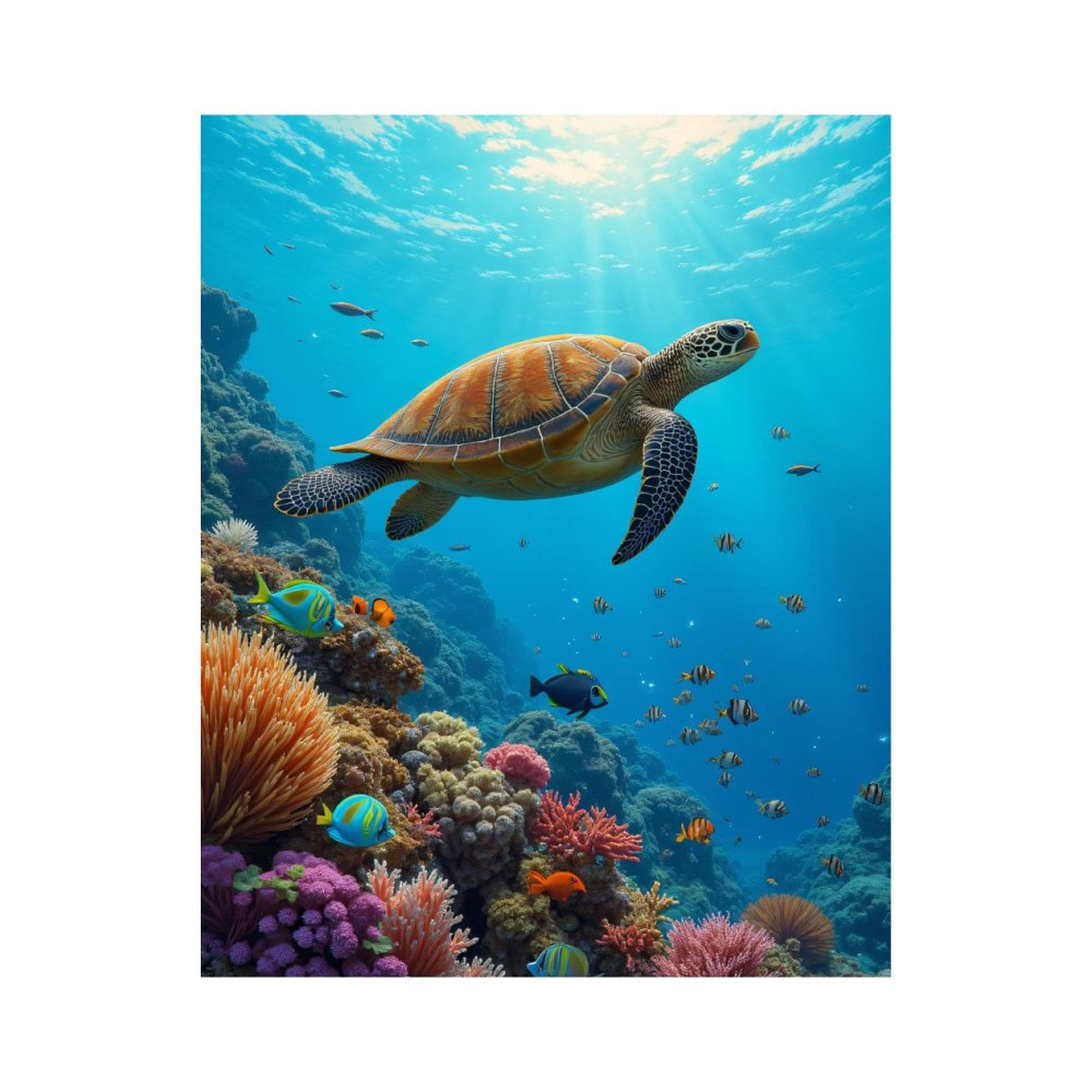 Paint by Numbers Kit for Adults, Underwater Sea Turtle Coral Reef Paint by Numbers, Easy Paint by Numbers Kit for Adults Beginner, DIY Adult Paint by Number Kits on Canvas, Home Decor