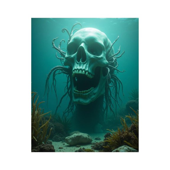 Paint by Numbers Kit for Adults, Underwater Skull With Seaweed Paint by Numbers, Easy Paint by Numbers Kit for Adults Beginner, DIY Adult Paint by Number Kits on Canvas, 12x16in Home Decor