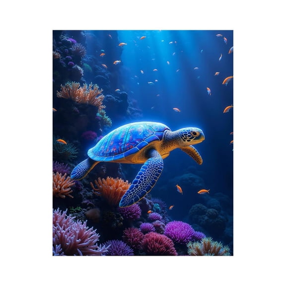 Paint by Numbers Kit for Adults, Underwater Turtle Coral Reef Scene Paint by Numbers, Easy Paint by Numbers Kit for Adults Beginner, DIY Adult Paint by Number Kits on Canvas, Home Decor