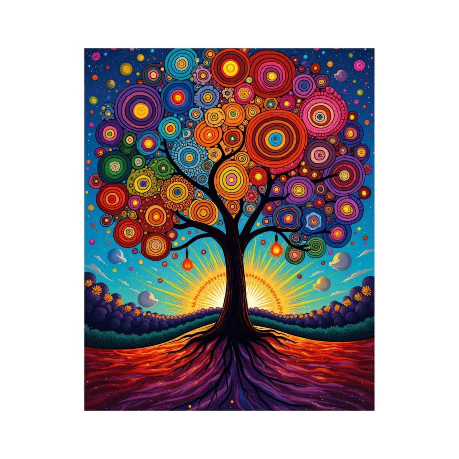 Paint by Numbers Kit for Adults, Vibrant Abstract Tree Sunset Sky Paint by Numbers, Easy Paint by Numbers Kit for Adults Beginner, DIY Adult Paint by Number Kits on Canvas, 12x16in Home Decor