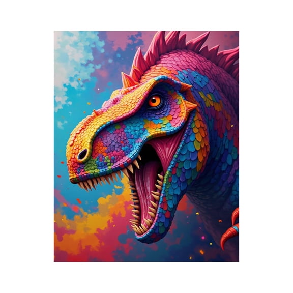 Paint by Numbers Kit for Adults, Vibrant Dinosaur Rainbow Scales Roar Paint by Numbers, Easy Paint by Numbers Kit for Adults Beginner, DIY Adult Paint by Number Kits on Canvas, 12x16in Home Decor