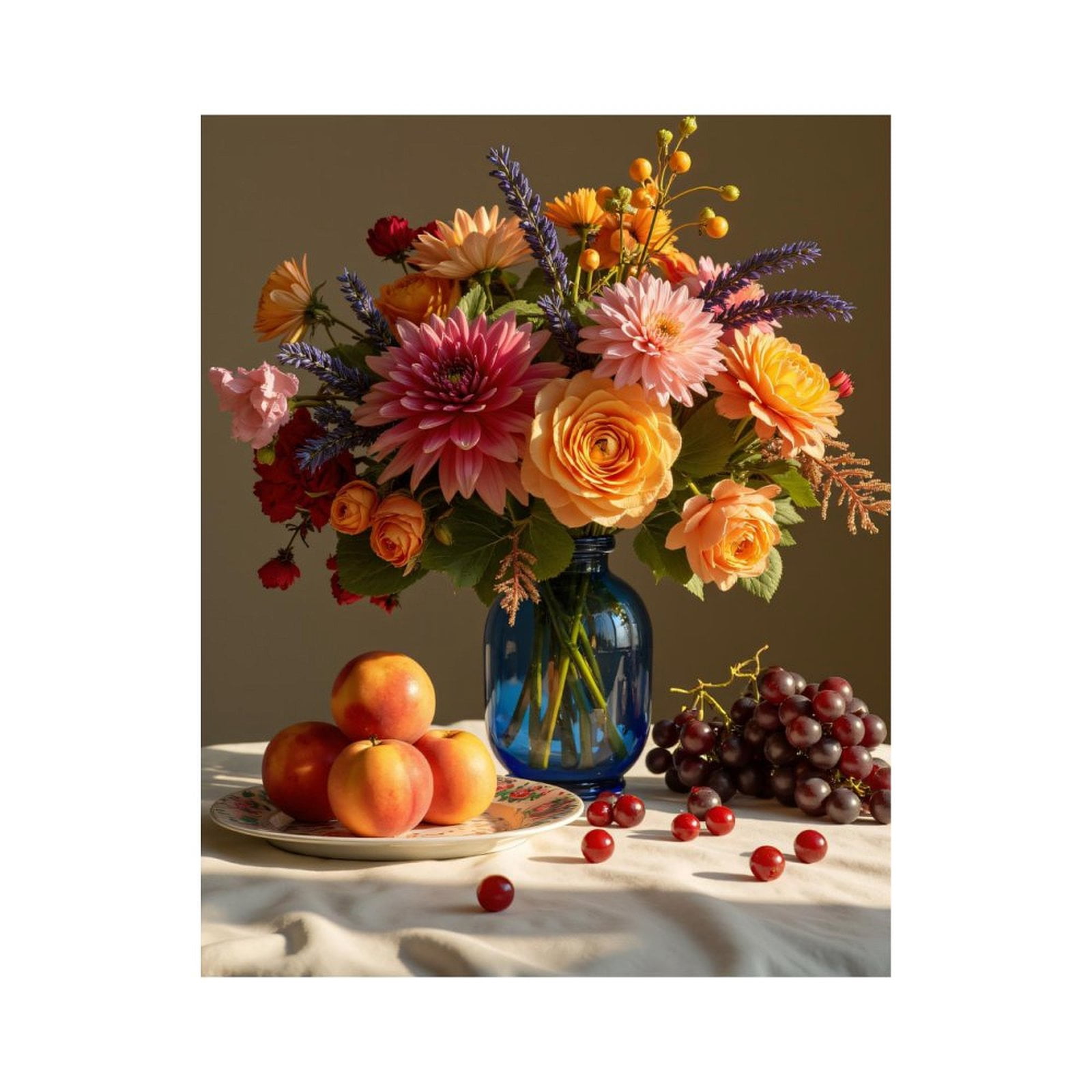 Paint by Numbers Kit for Adults, Vibrant Floral Fruit Arrangement Paint by Numbers, Easy Paint by Numbers Kit for Adults Beginner, DIY Adult Paint by Number Kits on Canvas, Home Decor