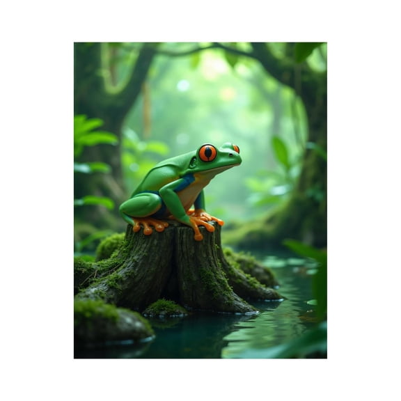 Paint by Numbers Kit for Adults, Vibrant Jungle Frog Serenity Scene Paint by Numbers, Easy Paint by Numbers Kit for Adults Beginner, DIY Adult Paint by Number Kits on Canvas, Home Decor 12x16in