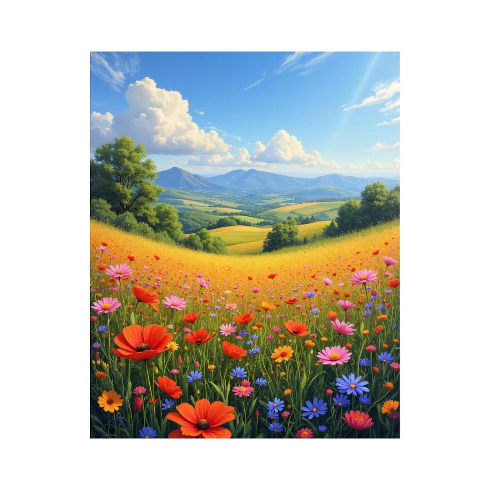 Paint by Numbers Kit for Adults, Vibrant Meadow Flower Hillside Paint ...