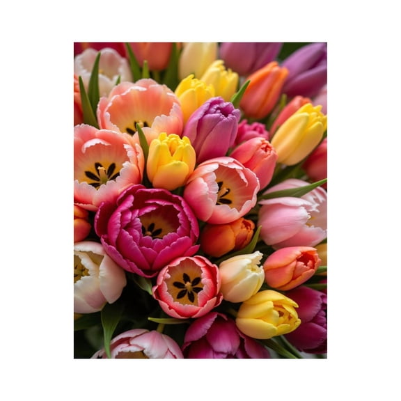 Paint by Numbers Kit for Adults, Vibrant Spring Tulip Bouquet Paint by Numbers, Easy Paint by Numbers Kit for Adults Beginner, DIY Adult Paint by Number Kits on Canvas, 12x16in Home Decor
