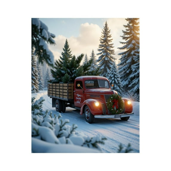 Paint by Numbers Kit for Adults, Vintage Festive Truck Winter Forest Paint by Numbers, Easy Paint by Numbers Kit for Adults Beginner, DIY Adult Paint by Number Kits on Canvas, Home Decor