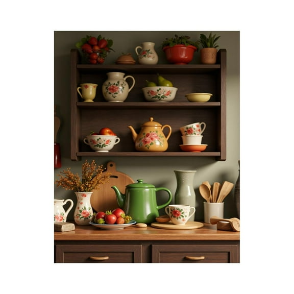 Paint by Numbers Kit for Adults, Vintage Kitchen Shelf Decor Tea Set Paint by Numbers, Easy Paint by Numbers Kit for Adults Beginner, DIY Adult Paint by Number Kits on Canvas, Home Decor