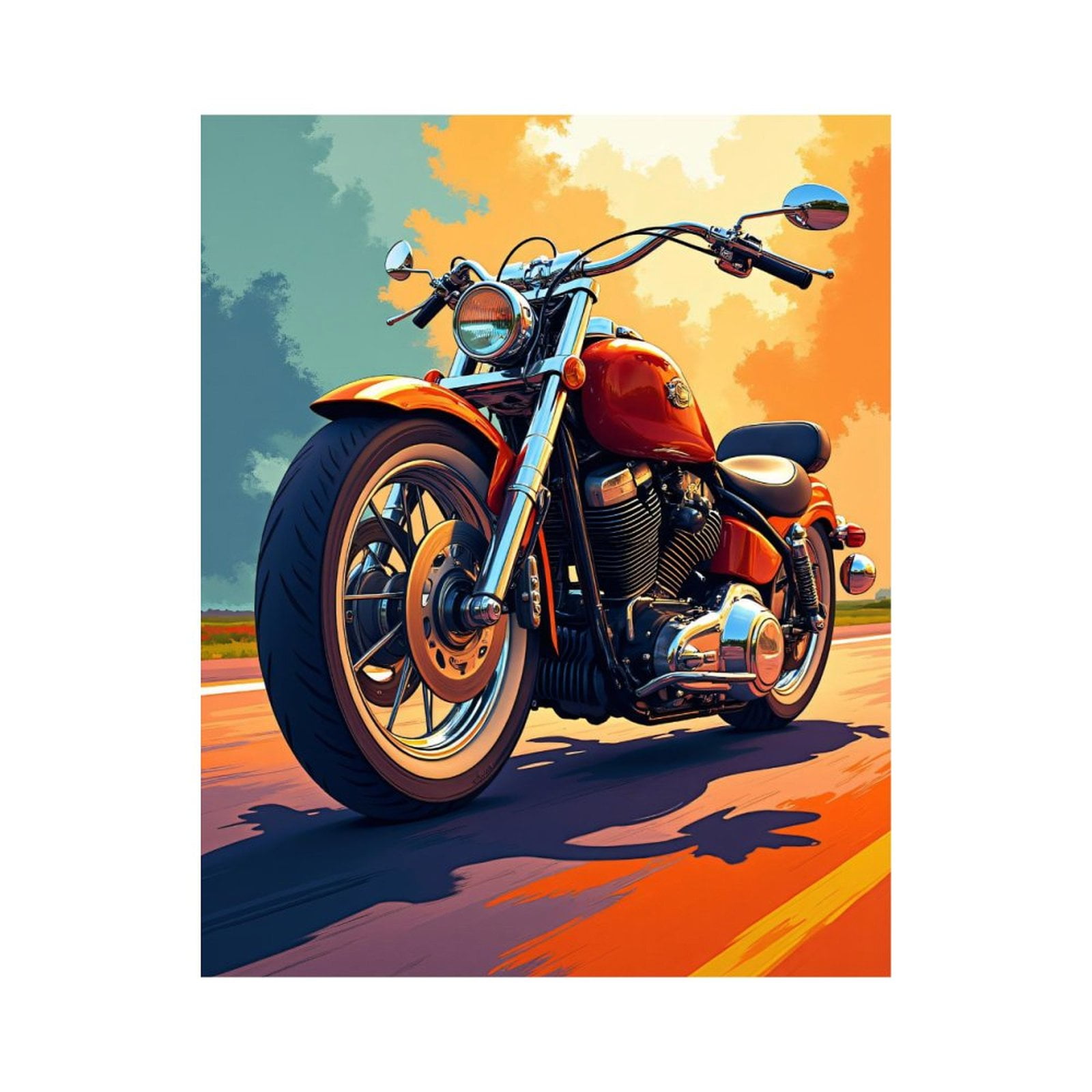 Paint by Numbers Kit for Adults, Vintage Motorcycle Sunset Ride Paint by Numbers, Easy Paint by Numbers Kit for Adults Beginner, DIY Adult Paint by Number Kits on Canvas, Home Decor
