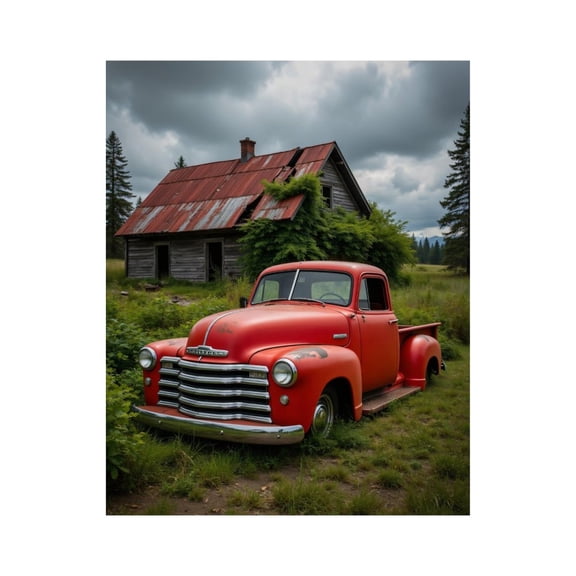 Paint by Numbers Kit for Adults, Vintage Red Truck Rustic Cabin Paint by Numbers, Easy Paint by Numbers Kit for Adults Beginner, DIY Adult Paint by Number Kits on Canvas, Home Decor