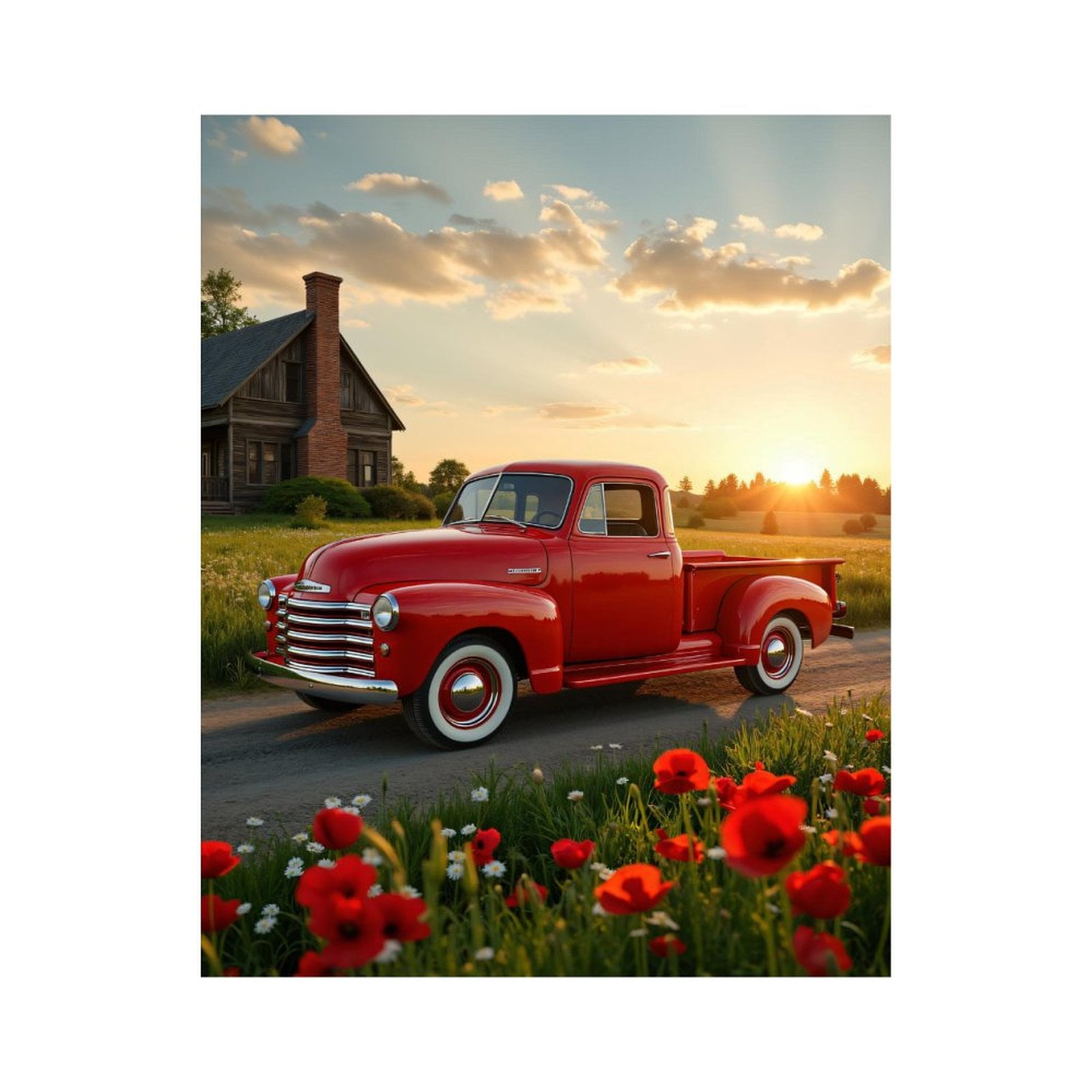 Paint by Numbers Kit for Adults, Vintage Red Truck Sunset Farm Paint by Numbers, Easy Paint by Numbers Kit for Adults Beginner, DIY Adult Paint by Number Kits on Canvas, Home Decor