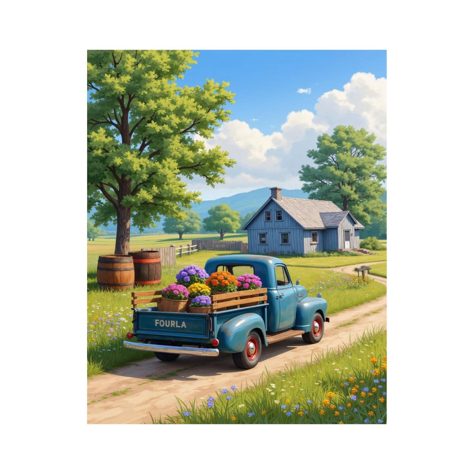 Paint by Numbers Kit for Adults, Vintage Truck Flower Farmhouse Scene Paint by Numbers, Easy Paint by Numbers Kit for Adults Beginner, DIY Adult Paint by Number Kits on Canvas, Home Decor