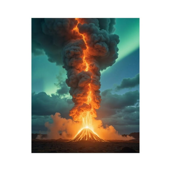 Paint by Numbers Kit for Adults, Volcanic Eruption With Lightning Paint by Numbers, Easy Paint by Numbers Kit for Adults Beginner, DIY Adult Paint by Number Kits on Canvas, 12x16in Home Decor