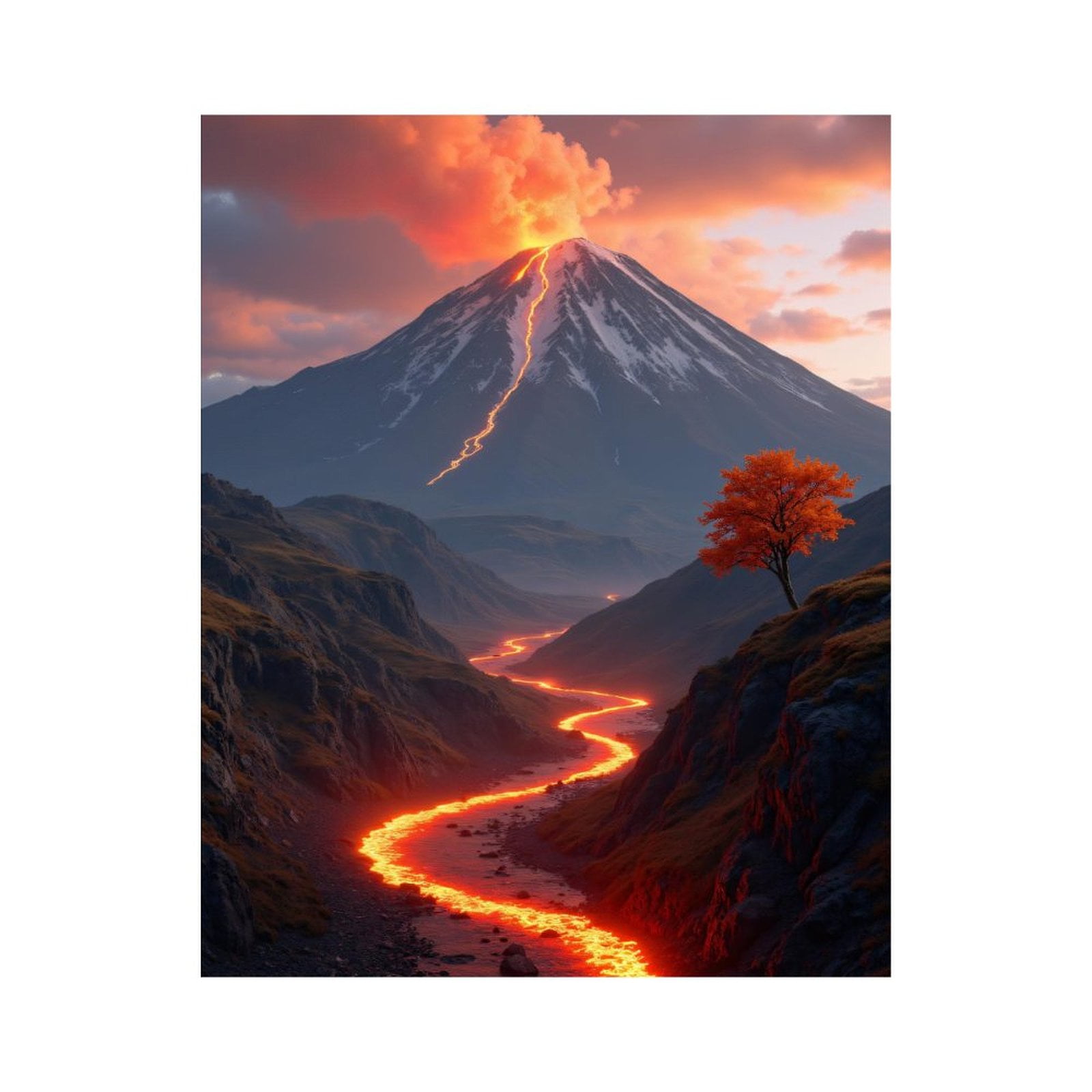 Paint by Numbers Kit for Adults, Volcano Lava Flowing Landscape Paint by Numbers, Easy Paint by Numbers Kit for Adults Beginner, DIY Adult Paint by Number Kits on Canvas, Home Decor