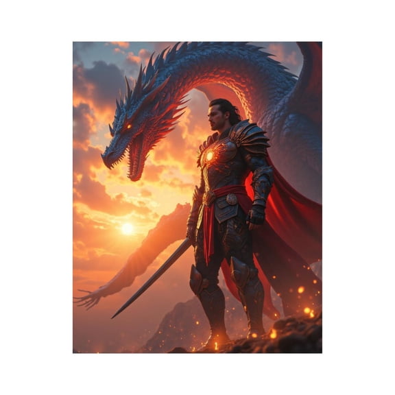 Paint by Numbers Kit for Adults, Warrior And Dragon Sunset Epic Paint by Numbers, Easy Paint by Numbers Kit for Adults Beginner, DIY Adult Paint by Number Kits on Canvas, Home Decor
