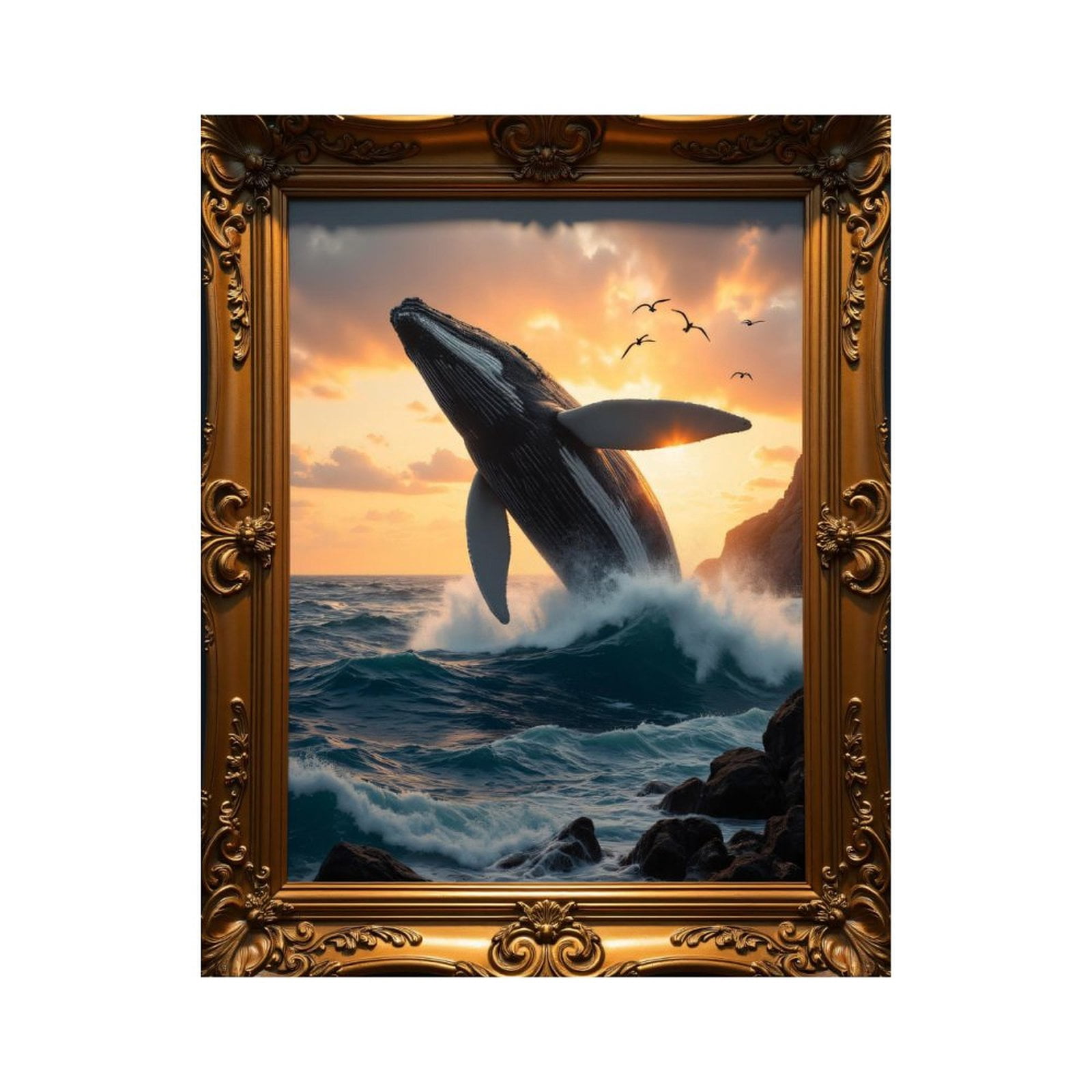 Paint by Numbers Kit for Adults, Whale Breaching Ocean Sunset Painting Paint by Numbers, Easy Paint by Numbers Kit for Adults Beginner, DIY Adult Paint by Number Kits on Canvas, Home Decor