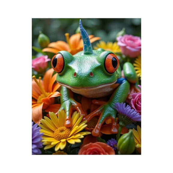 Paint by Numbers Kit for Adults, Whimsical Frog Among Flowers Paint by Numbers, Easy Paint by Numbers Kit for Adults Beginner, DIY Adult Paint by Number Kits on Canvas, 12x16in Home Decor