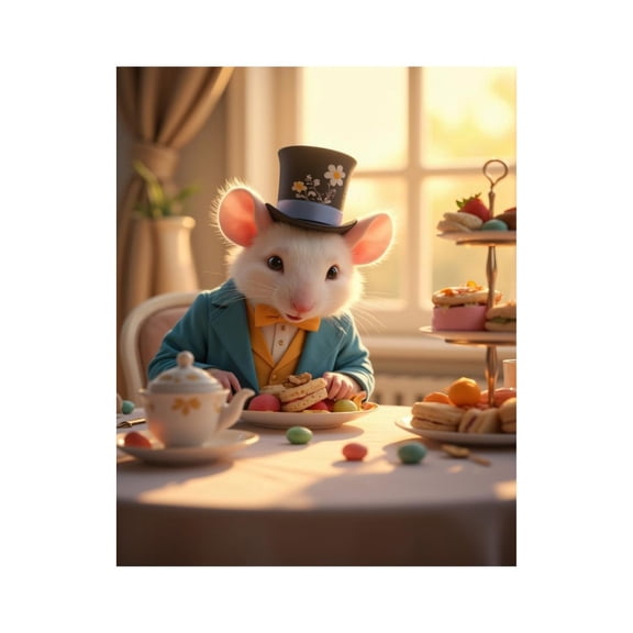 Paint by Numbers Kit for Adults, Whimsical Mouse Tea Party Tabletop Paint by Numbers, Easy Paint by Numbers Kit for Adults Beginner, DIY Adult Paint by Number Kits on Canvas, 12x16in Home Decor