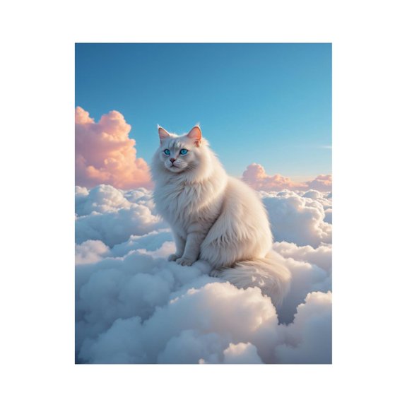 Paint by Numbers Kit for Adults, White Cat Cloudy Sky Scene Paint by Numbers, Easy Paint by Numbers Kit for Adults Beginner, DIY Adult Paint by Number Kits on Canvas, Home Decor