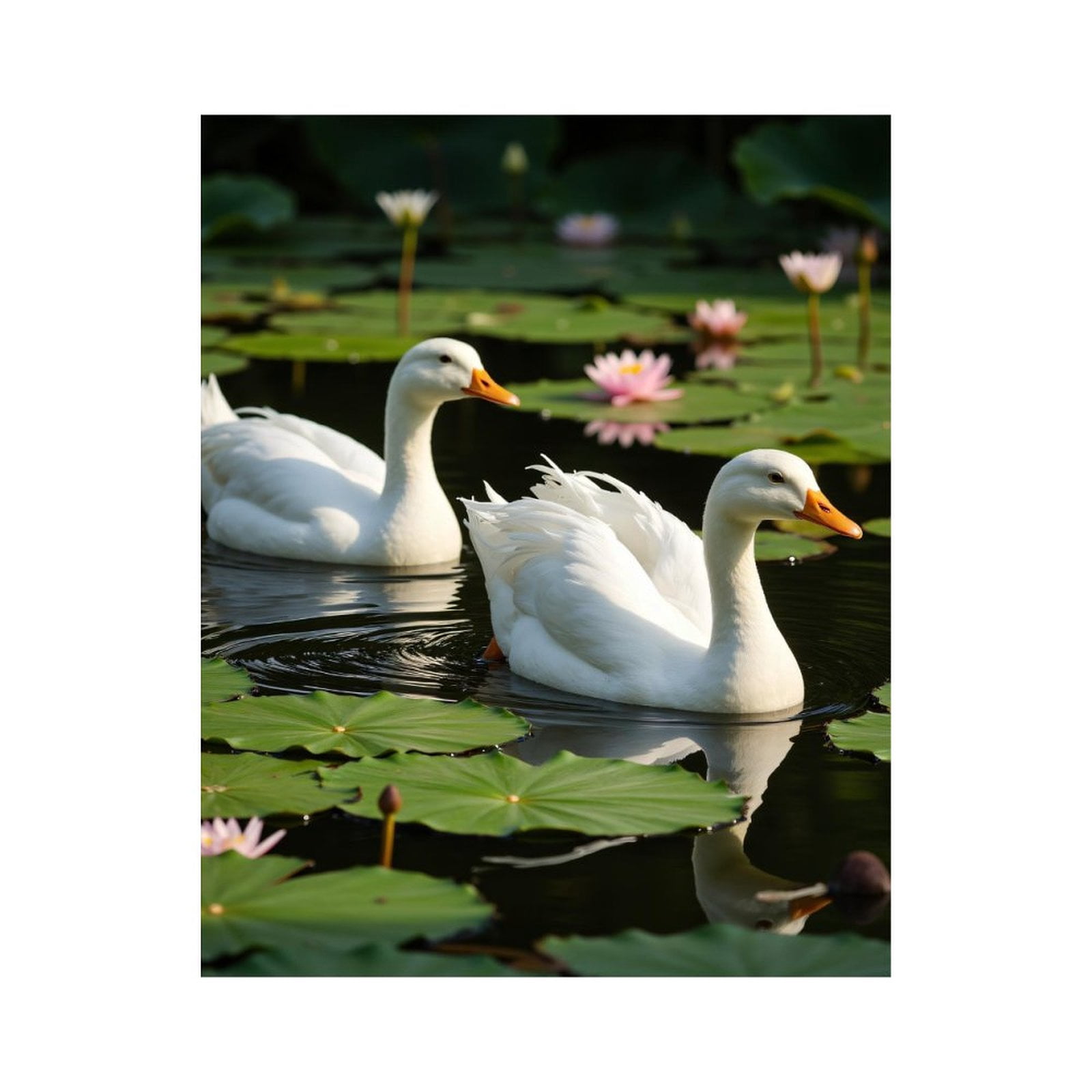 Paint by Numbers Kit for Adults, White Ducks Lilies Pond Tranquil Scene Paint by Numbers, Easy Paint by Numbers Kit for Adults Beginner, DIY Adult Paint by Number Kits on Canvas, Home Decor