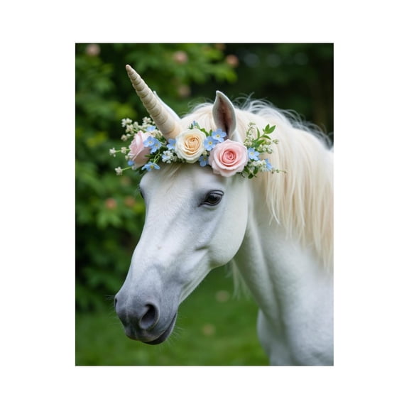 Paint by Numbers Kit for Adults, White Horse Floral Crown Nature Paint by Numbers, Easy Paint by Numbers Kit for Adults Beginner, DIY Adult Paint by Number Kits on Canvas, 12x16in Home Decor
