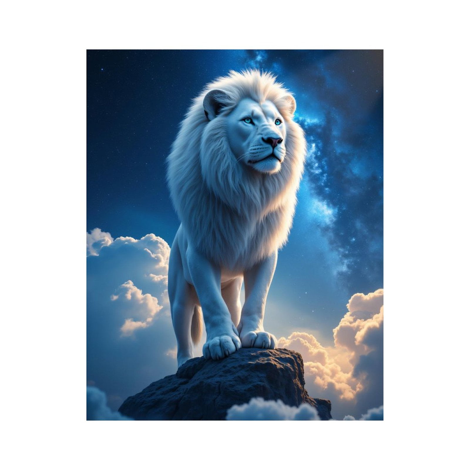 Paint by Numbers Kit for Adults, White Lion Standing On Rock Paint by Numbers, Easy Paint by Numbers Kit for Adults Beginner, DIY Adult Paint by Number Kits on Canvas, Home Decor
