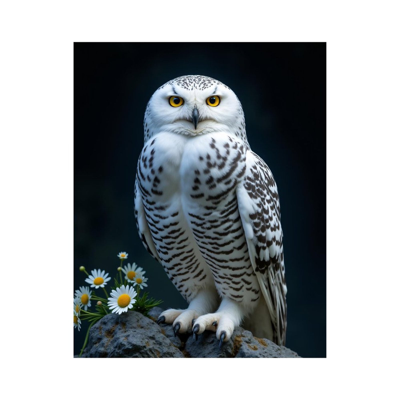 Paint by Numbers Kit for Adults, White Owl Perched On Rock Daisies Paint by Numbers, Easy Paint by Numbers Kit for Adults Beginner, DIY Adult Paint by Number Kits on Canvas, Home Decor