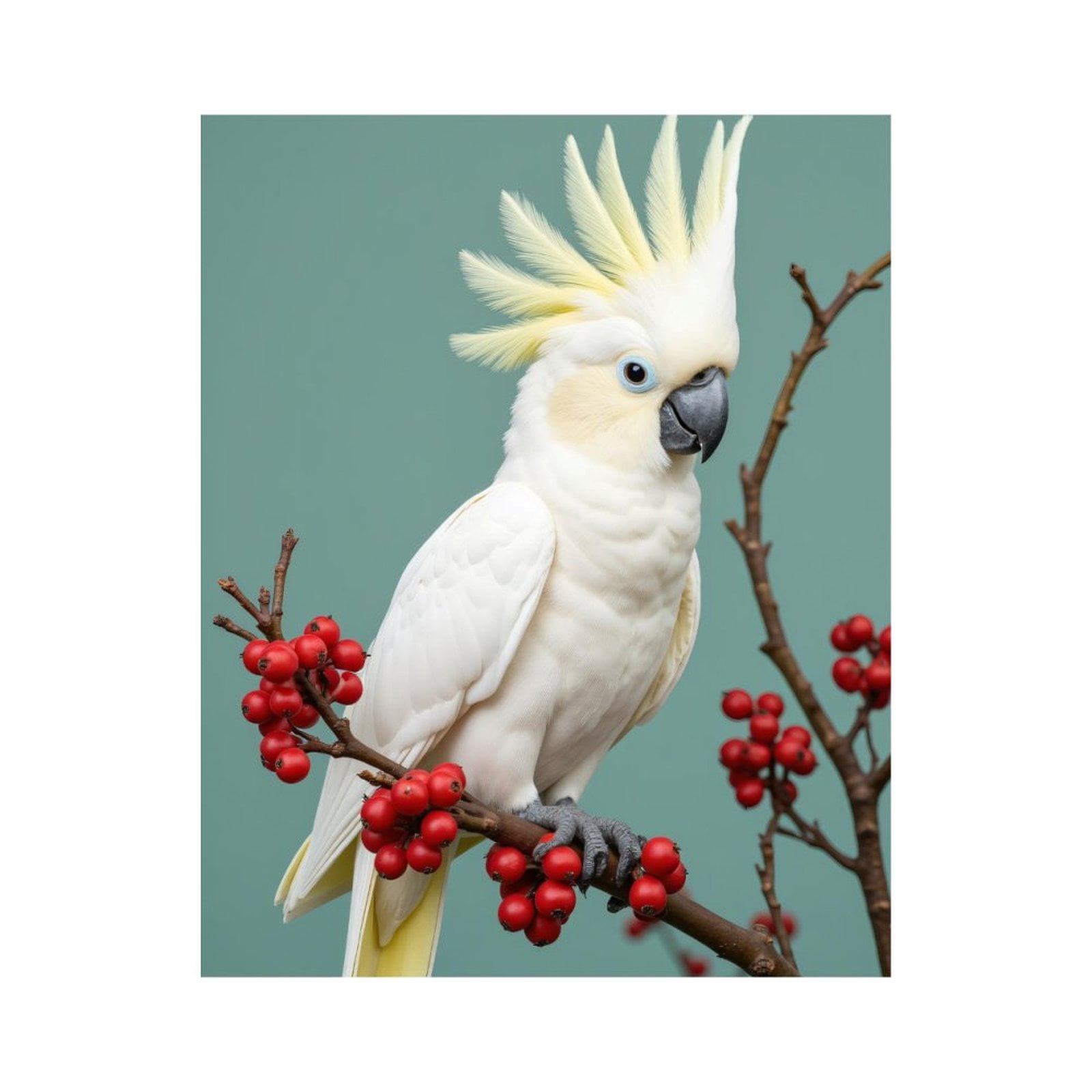 Paint by Numbers Kit for Adults, White Parrot Red Berries Perch Paint by Numbers, Easy Paint by Numbers Kit for Adults Beginner, DIY Adult Paint by Number Kits on Canvas, Home Decor