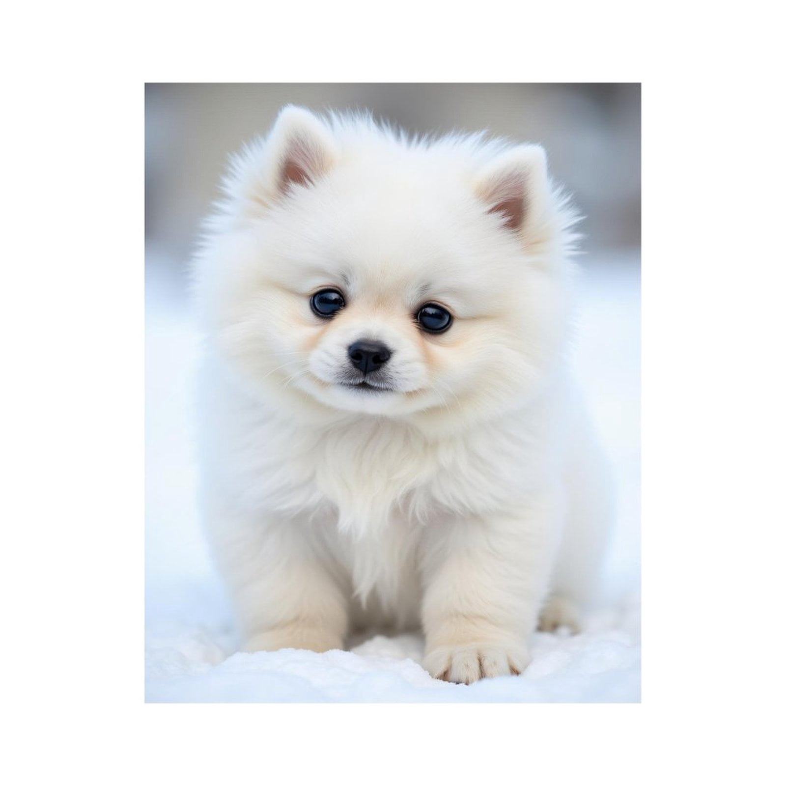 Paint by Numbers Kit for Adults, White Pomeranian Puppy Snowy Day Paint by Numbers, Easy Paint by Numbers Kit for Adults Beginner, DIY Adult Paint by Number Kits on Canvas, Home Decor