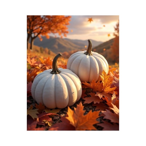 Paint by Numbers Kit for Adults, White Pumpkins Autumn Leaves Landscape Paint by Numbers, Easy Paint by Numbers Kit for Adults Beginner, DIY Adult Paint by Number Kits on Canvas, Home Decor