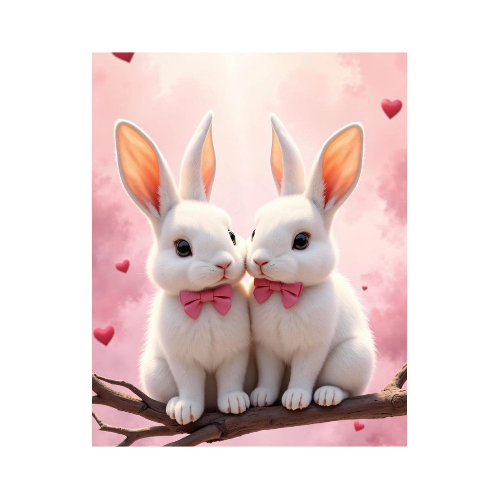 Paint by Numbers Kit for Adults, White Rabbits Pink Bows Hearts Paint ...