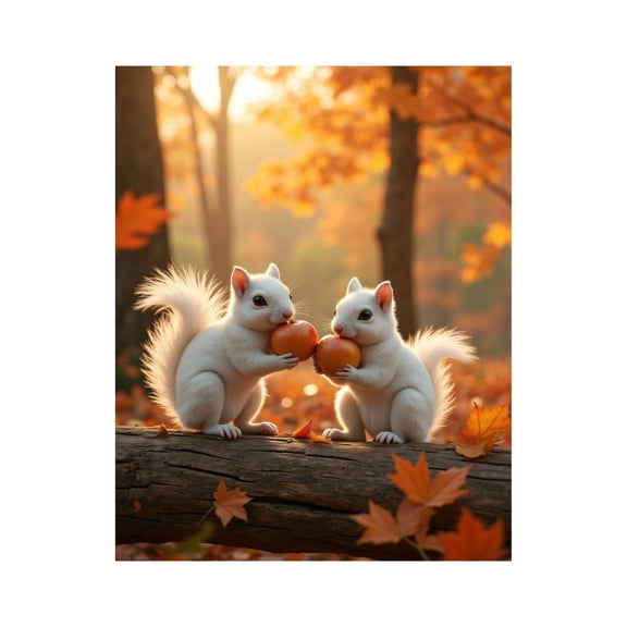 Paint by Numbers Kit for Adults, White Squirrels Autumn Forest Scene Paint by Numbers, Easy Paint by Numbers Kit for Adults Beginner, DIY Adult Paint by Number Kits on Canvas, 12x16in Home Decor