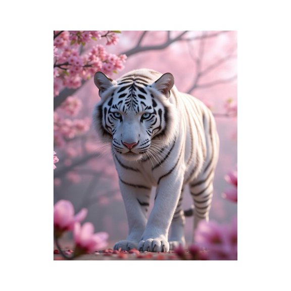 Paint by Numbers Kit for Adults, White Tiger Cherry Blossoms Serenity Paint by Numbers, Easy Paint by Numbers Kit for Adults Beginner, DIY Adult Paint by Number Kits on Canvas, 12x16in Home Decor