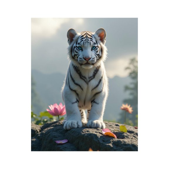 Paint by Numbers Kit for Adults, White Tiger Cub Serenity Scene Paint by Numbers, Easy Paint by Numbers Kit for Adults Beginner, DIY Adult Paint by Number Kits on Canvas, Home Decor