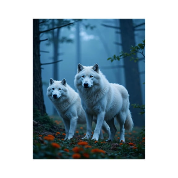 Paint by Numbers Kit for Adults, White Wolves Misty Forest Scene Paint by Numbers, Easy Paint by Numbers Kit for Adults Beginner, DIY Adult Paint by Number Kits on Canvas, 12x16in Home Decor