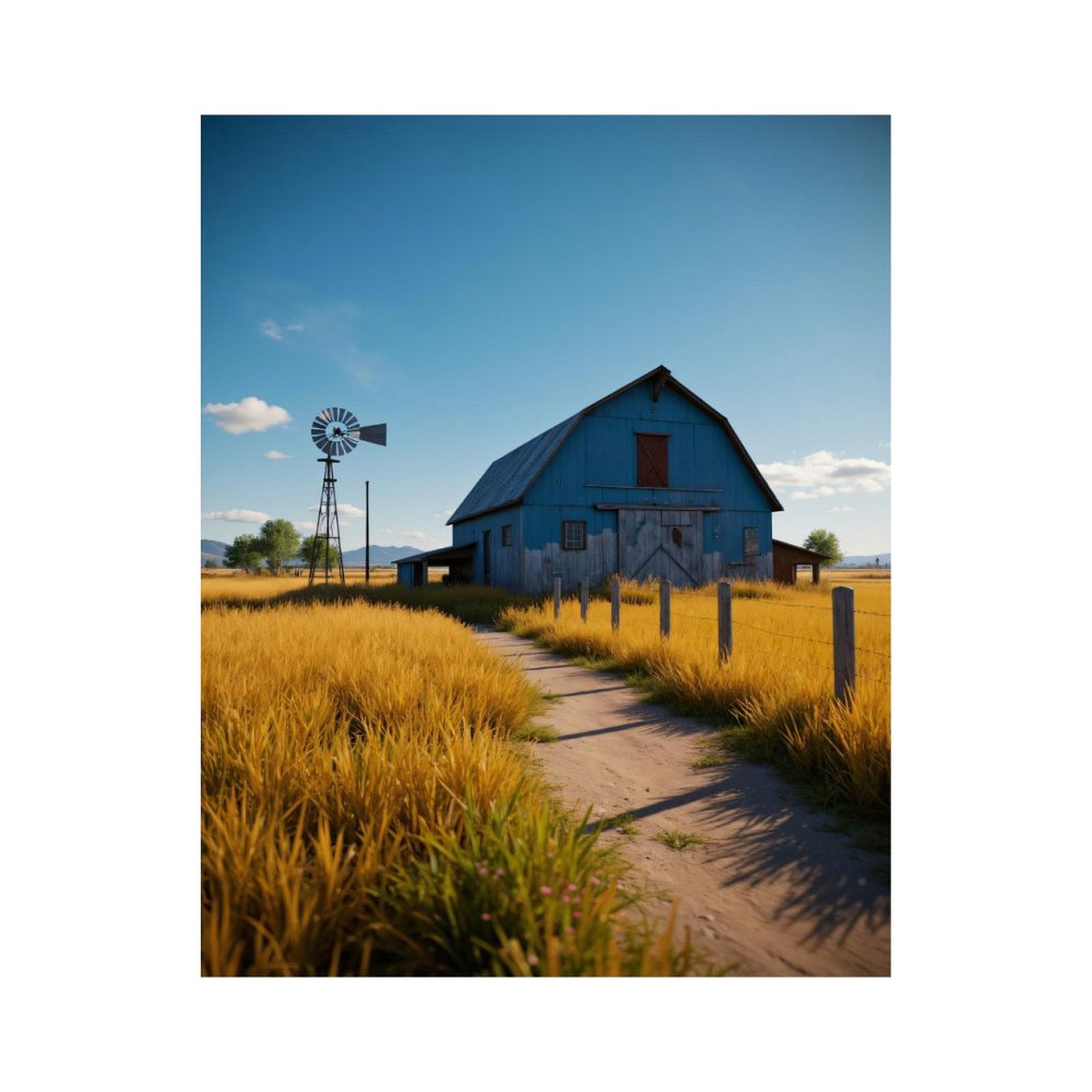 Paint by Numbers Kit for Adults, Windmill Blue Barn Golden Field Paint ...