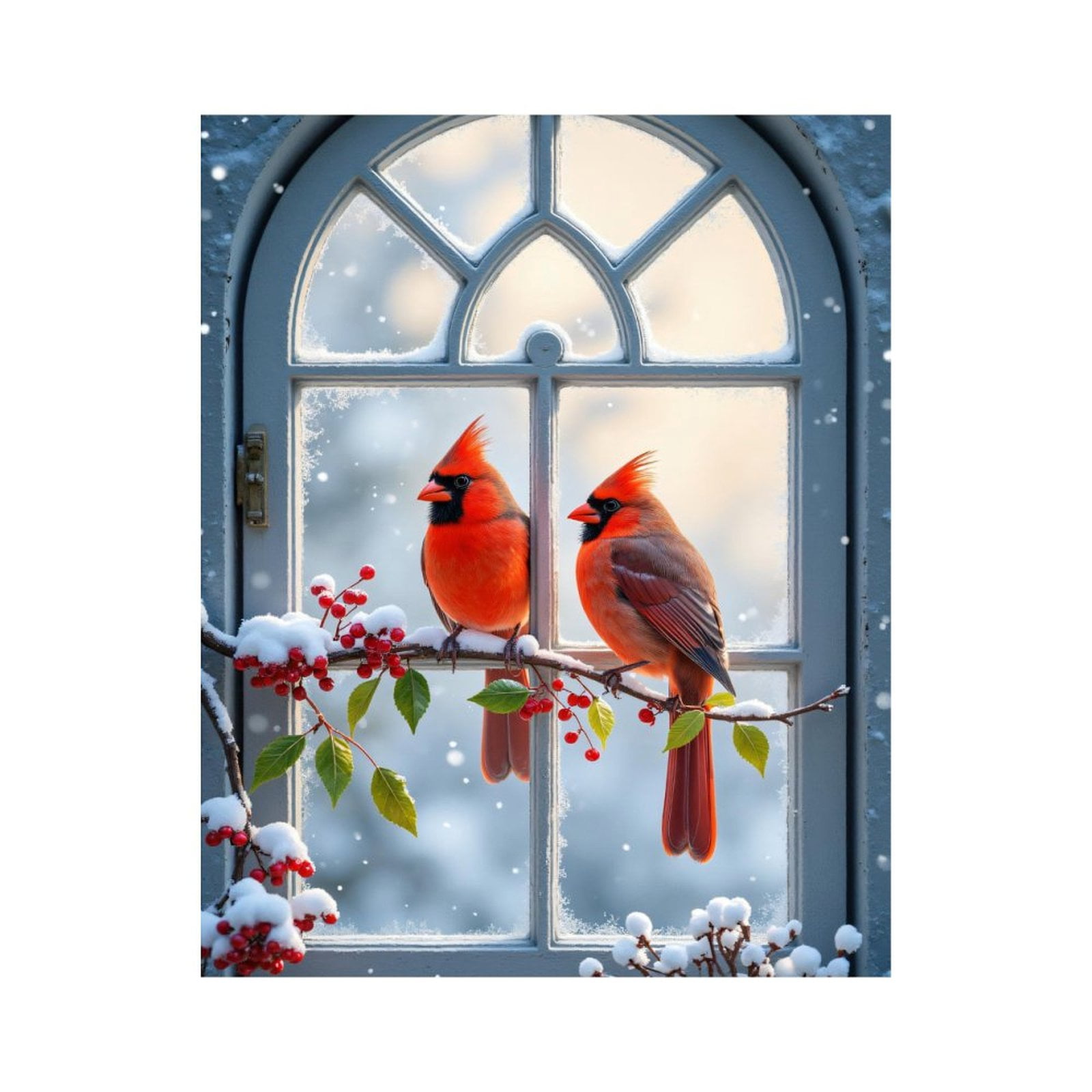 Paint by Numbers Kit for Adults, Winter Birds on Snowy Window Branch Paint by Numbers, Easy Paint by Numbers Kit for Adults Beginner, DIY Adult Paint by Number Kits on Canvas, Home Decor