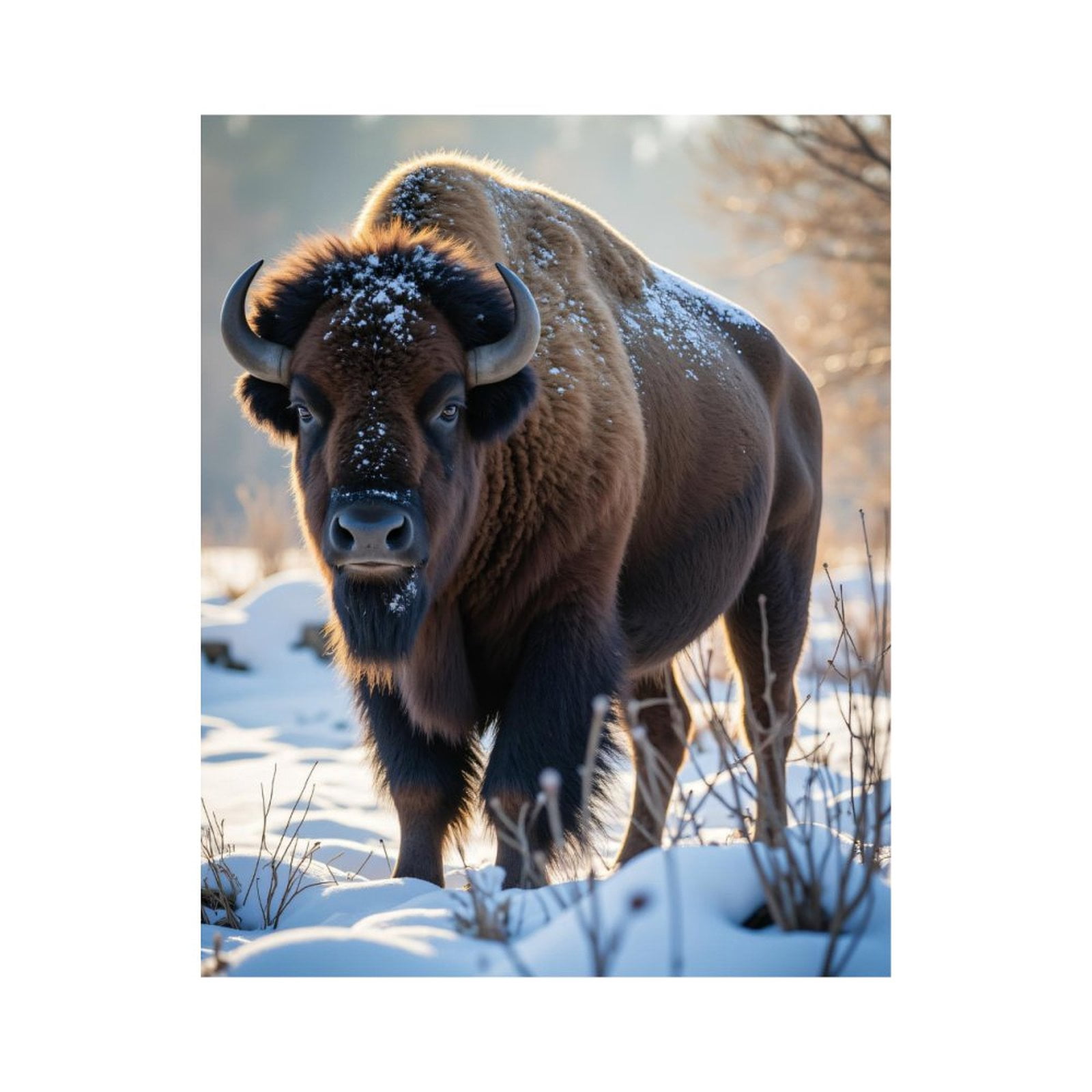 Paint by Numbers Kit for Adults, Winter Bison Majestic Fur Snow Paint by Numbers, Easy Paint by Numbers Kit for Adults Beginner, DIY Adult Paint by Number Kits on Canvas, Home Decor