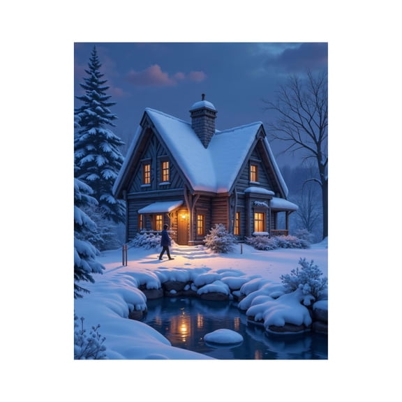 Paint by Numbers Kit for Adults, Winter Cabin Snowy Night Scene Paint by Numbers, Easy Paint by Numbers Kit for Adults Beginner, DIY Adult Paint by Number Kits on Canvas, Home Decor