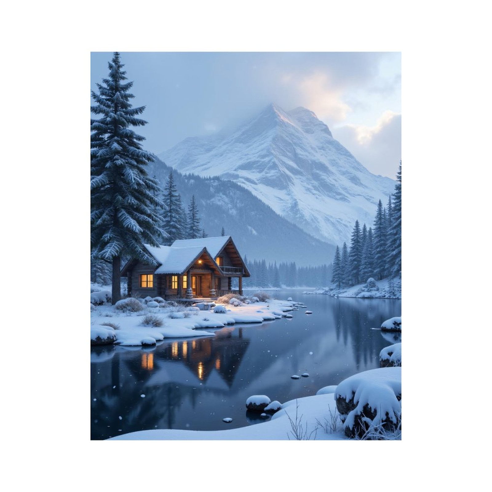 Paint by Numbers Kit for Adults, Winter Cabin Tranquil Mountain Reflection Paint by Numbers, Easy Paint by Numbers Kit for Adults Beginner, DIY Adult Paint by Number Kits on Canvas, Home Decor