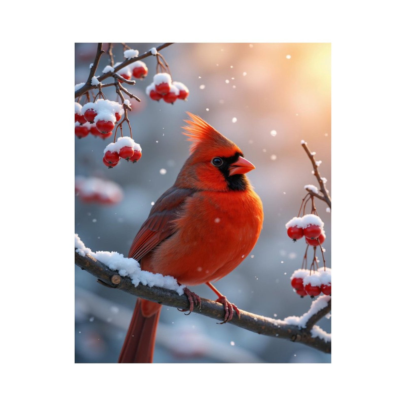 Paint by Numbers Kit for Adults, Winter Cardinal Perched Snowy Branch Paint by Numbers, Easy Paint by Numbers Kit for Adults Beginner, DIY Adult Paint by Number Kits on Canvas, Home Decor
