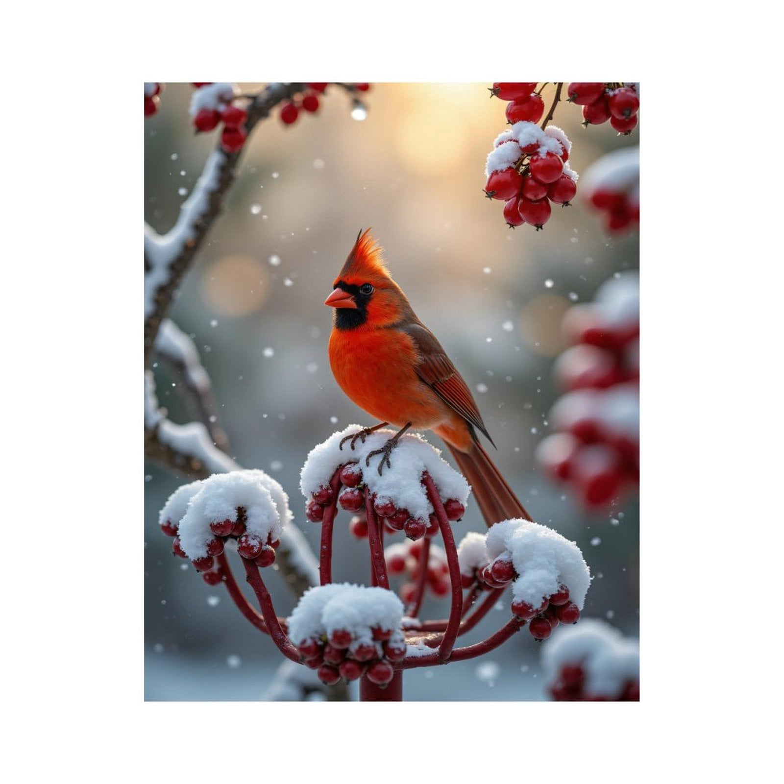 Paint by Numbers Kit for Adults, Winter Cardinal Snow Red Berries Paint by Numbers, Easy Paint by Numbers Kit for Adults Beginner, DIY Adult Paint by Number Kits on Canvas, Home Decor