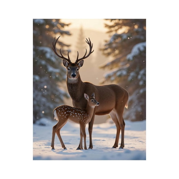Paint by Numbers Kit for Adults, Winter Deer Family Snow Scene Paint by Numbers, Easy Paint by Numbers Kit for Adults Beginner, DIY Adult Paint by Number Kits on Canvas, Home Decor