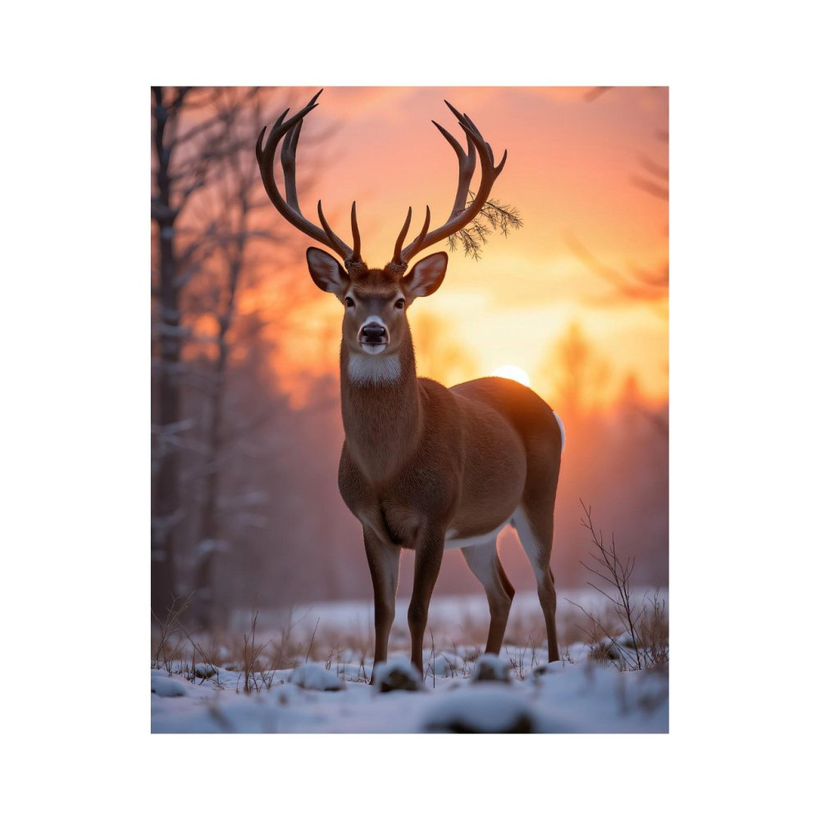 Paint by Numbers Kit for Adults, Winter Deer Sunrise Silhouette Paint by Numbers, Easy Paint by Numbers Kit for Adults Beginner, DIY Adult Paint by Number Kits on Canvas, Home Decor